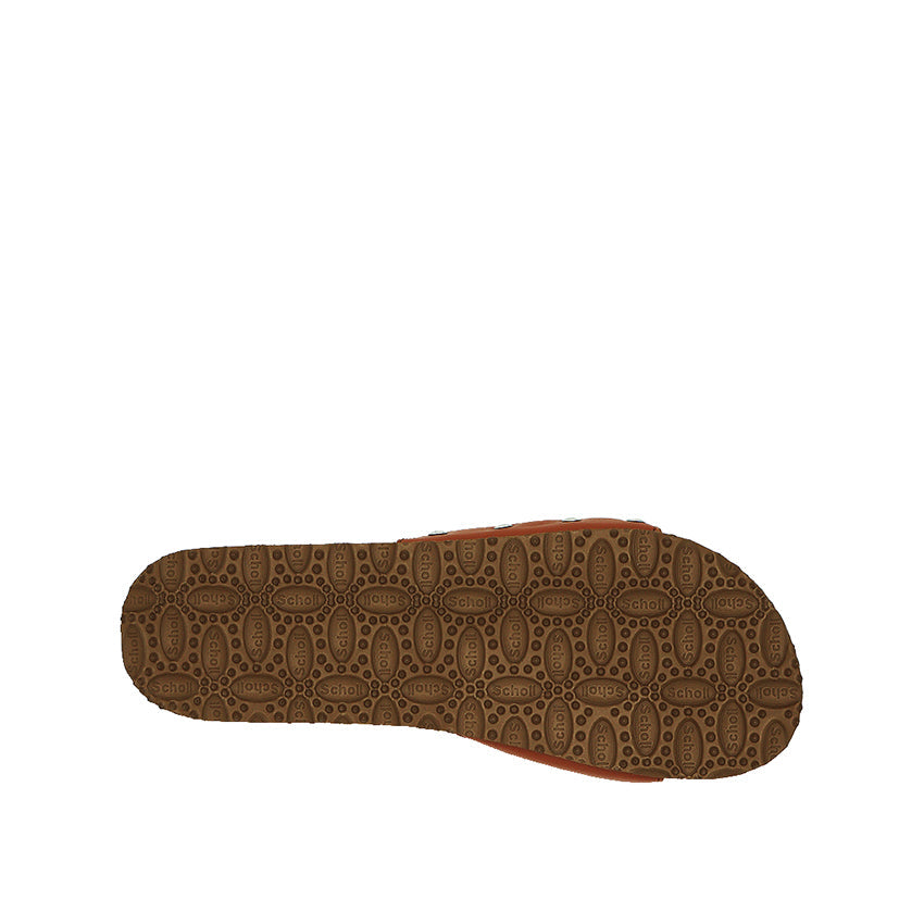 Pescura Flat Cork Leather Women's Casual Sandals - Cognac