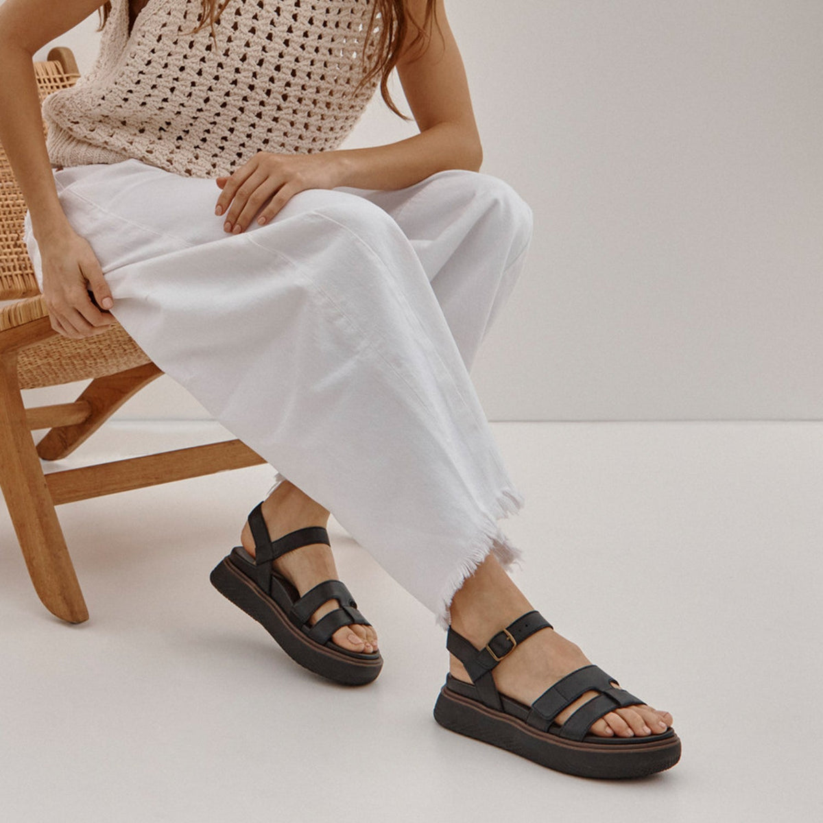 Sydney Solana Women's Heel/Wedge Sandals - Black